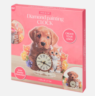 Diamond Painting Uhr Hund & Katze